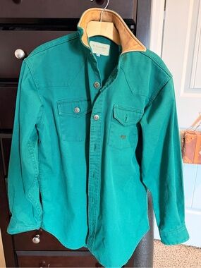 Schaefer Vintage Green Work Shirt with Tan Contrast Collar